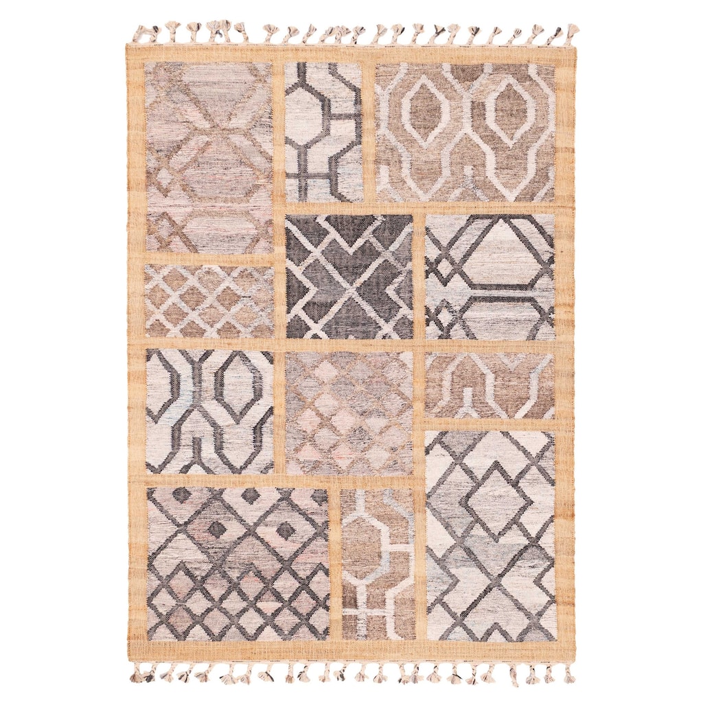 ECARPETGALLERY Flat-Weave Palas Denizli Tan Jute Kilim - 5'4 x 7'6