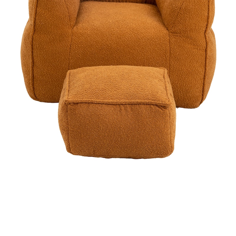 Boucle Bean Bag Chair Chair Sets with High Back Support and 300lb Capacity