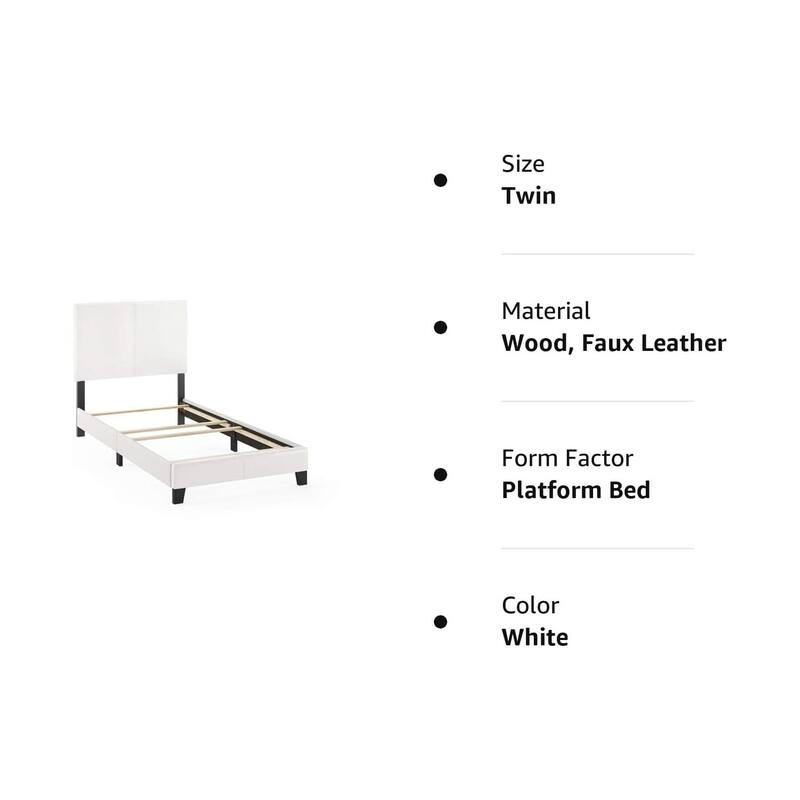 King Size Upholstered Bed Frame - Black PU Leather Platform Bed with Foam Headboard - Modern Glam Style