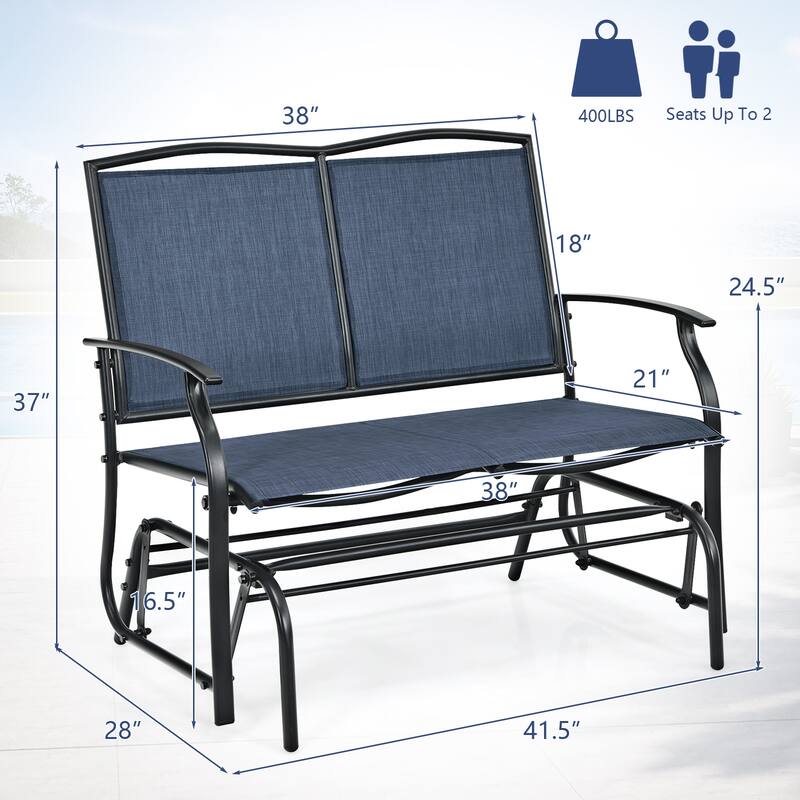 Gymax Patio Glider Rocking Bench Double 2 Person Chair Loveseat Garden