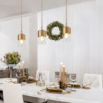 Modern Contemporary Mini Pendant 1-light Cylinder Glass Dimmable Island Hanging Light