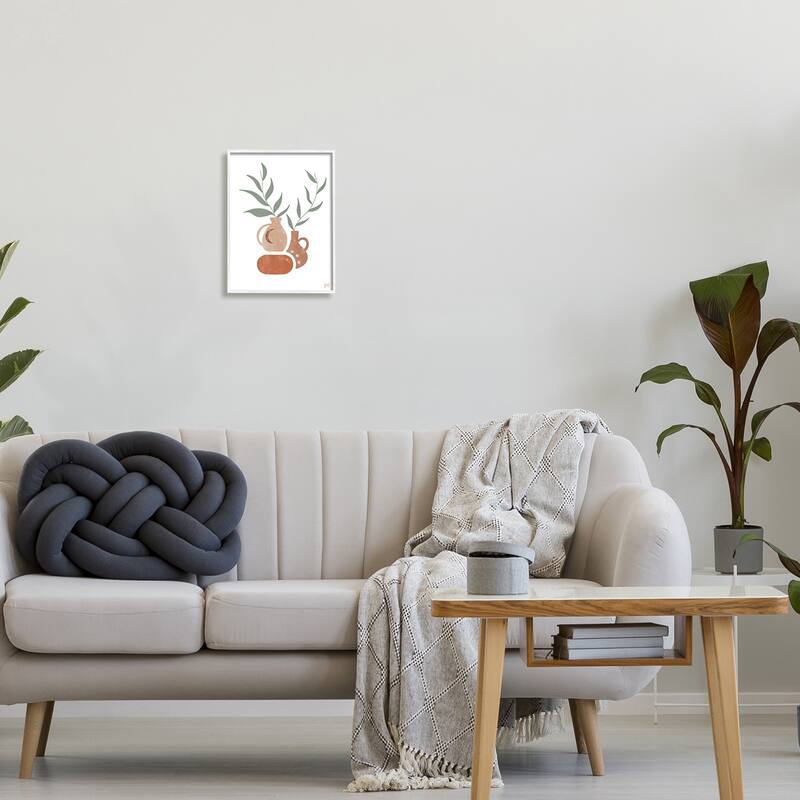 Stupell Boho Ceramic Plant Still Life Modern Terracotta Illustration Framed Wall Art