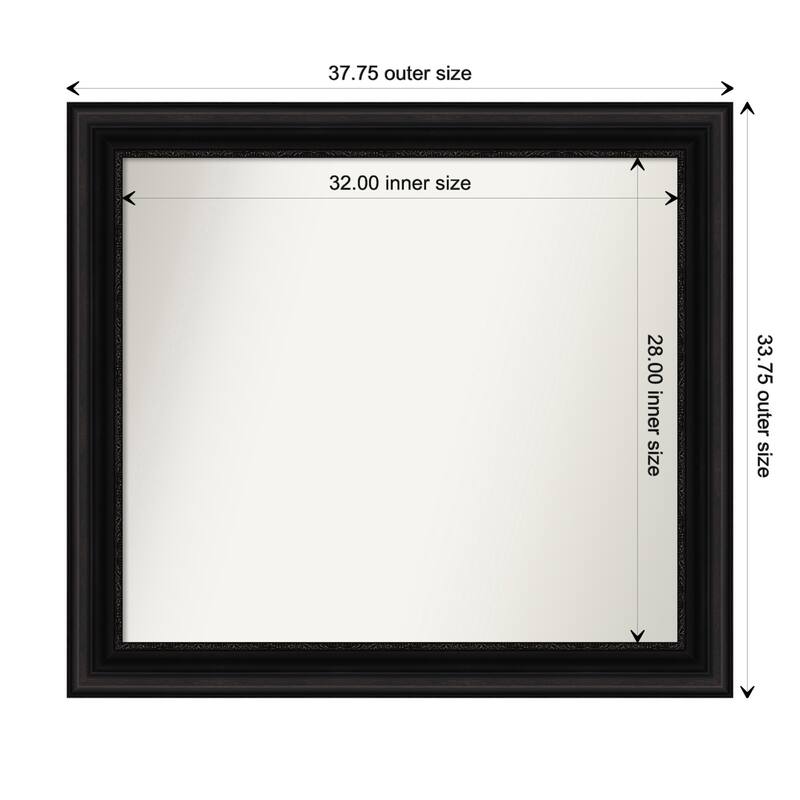 Parlor Black Framed Non-Beveled Custom Wall Mirror, Bathroom Vanity Mirror - Outer Size: 37.75 x 33.75