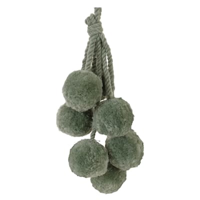 Pom Pom Cluster Drop Christmas Ornaments - 14.75" - Green - 4ct