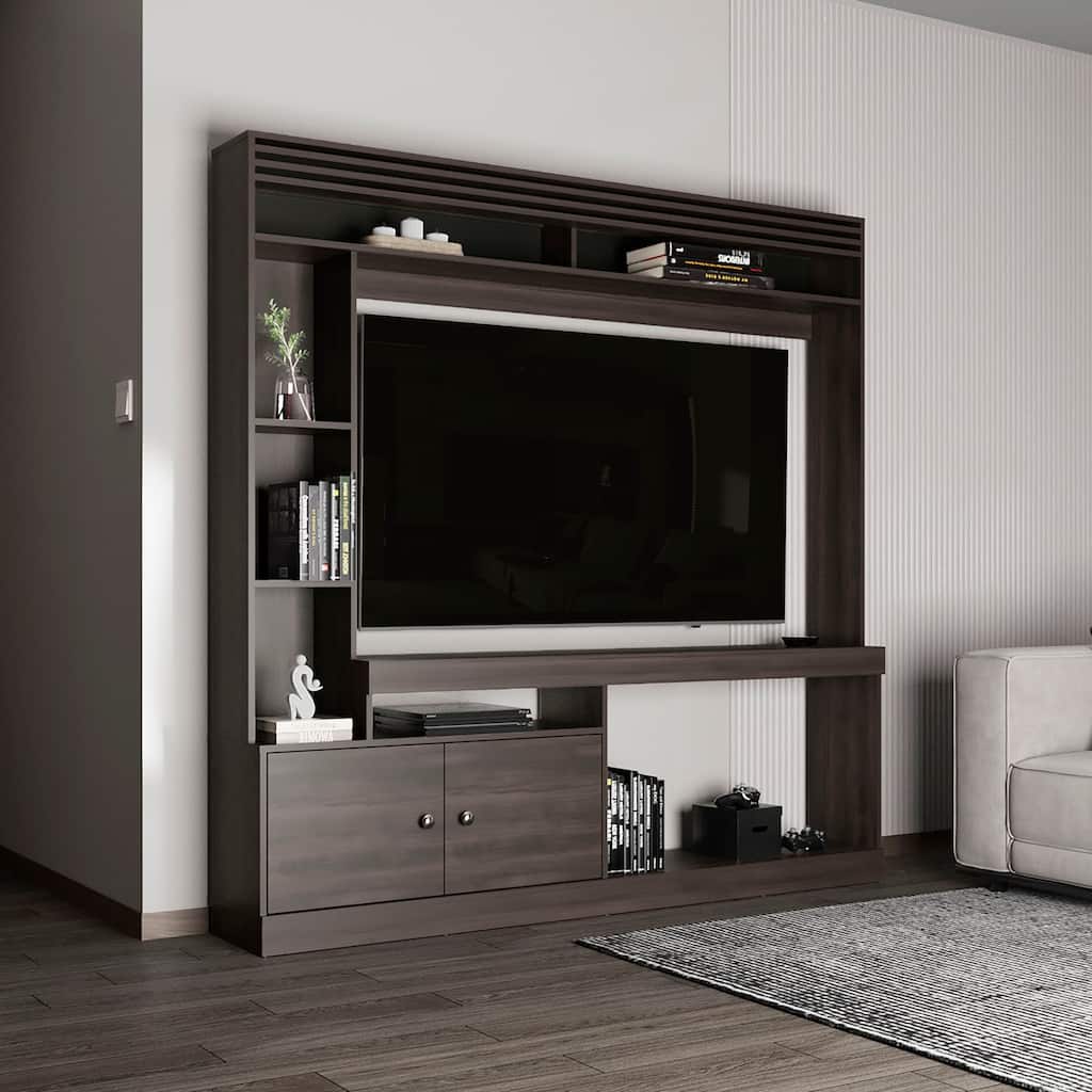 Entertainment Center, 2 Doors, 7 Shelves, 65" TV Capacity