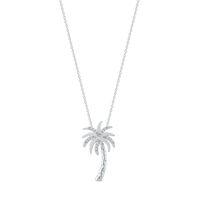 1/20ct Diamond Accented Palm Tree Pendant Necklace in Silver for Women