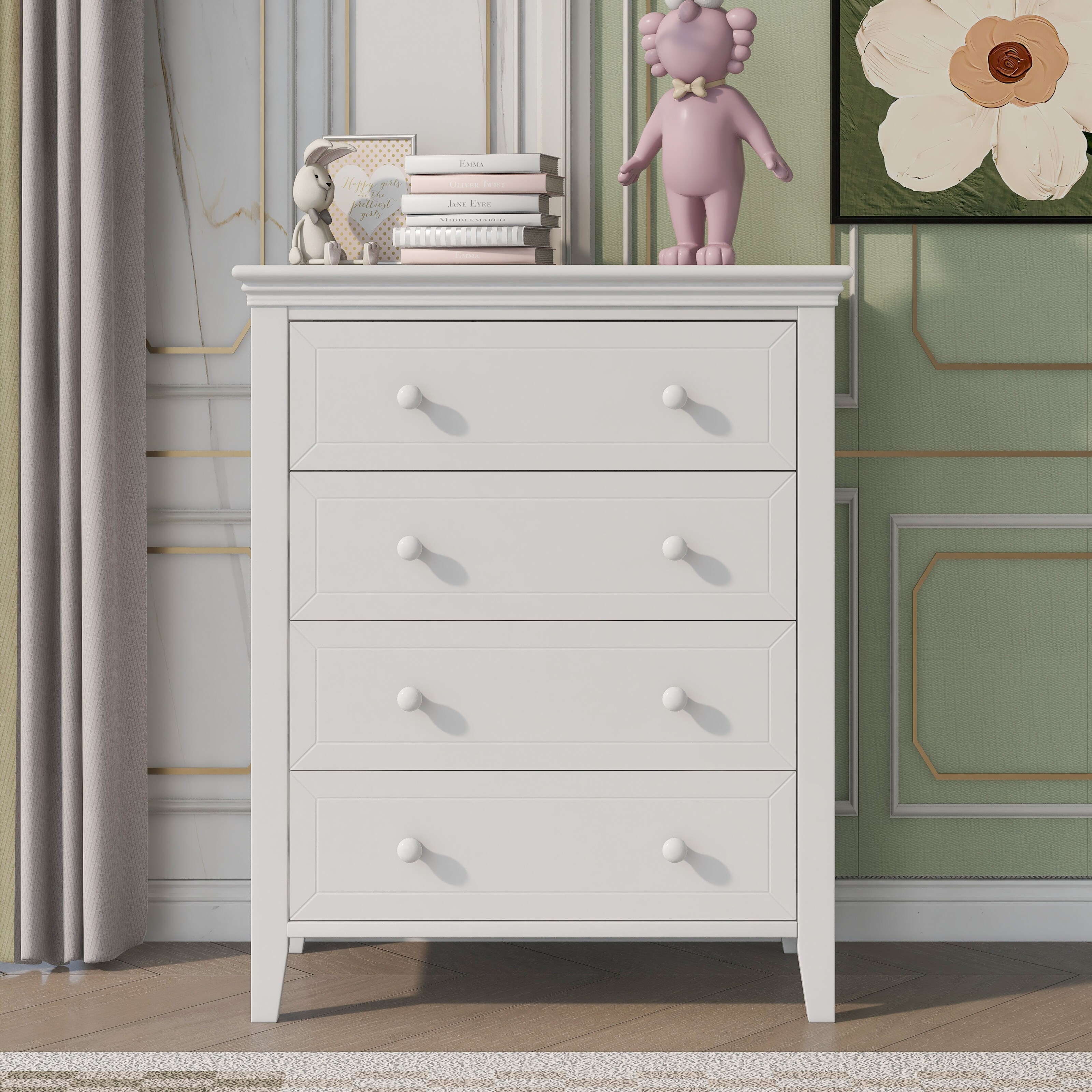 Traditional Concise Style Solid Wood Four-Drawer Chest - Bed Bath