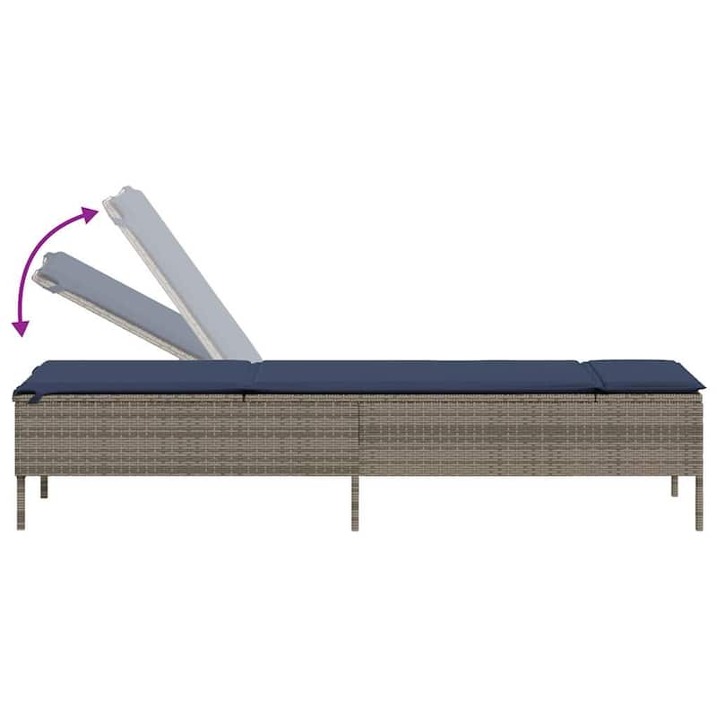 vidaXL Sun Lounger with Cushion Chaise Lounge Poly Rattan Brown/Gray/Black - 21.7 x 78 x 38.2
