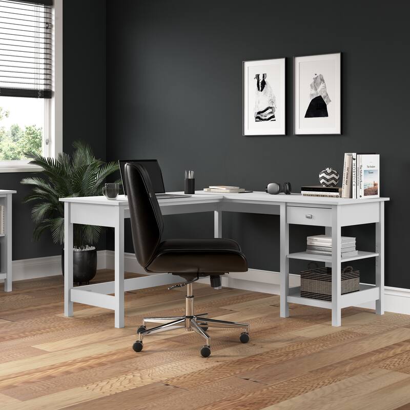 Broadview 60W L Shaped Computer Desk with Storage by Bush Furniture - Pure White