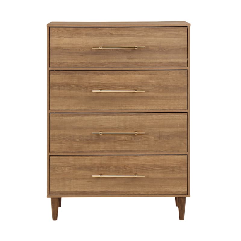 Quinset Mid-Century Modern Oak 4-Drawer Wood Vertical Dresser by Furniture of America
