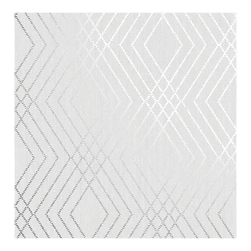 Fine Decor Shard Silver Trellis Wallpaper - 20.5 x 396 x 0.025