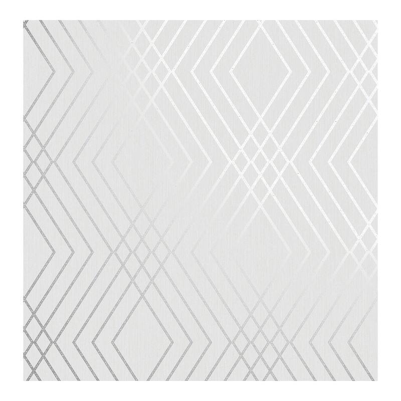 Fine Decor Shard Silver Trellis Wallpaper - 20.5 x 396 x 0.025