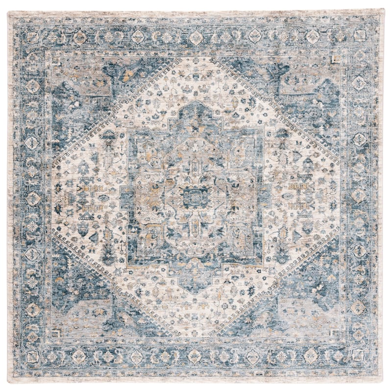 SAFAVIEH Valencia Sista Vintage Oriental Rug - 6'4" Square - Ivory/Blue