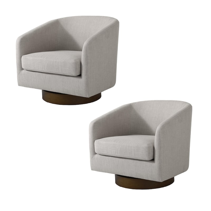 2 Set Modern Wide Round Swivel Accent Barrel Chairs