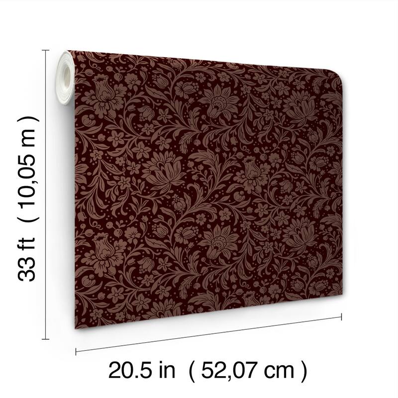 Chris Loves Julia x A-Street Prints Hague Burgundy Floral Trail Wallpaper