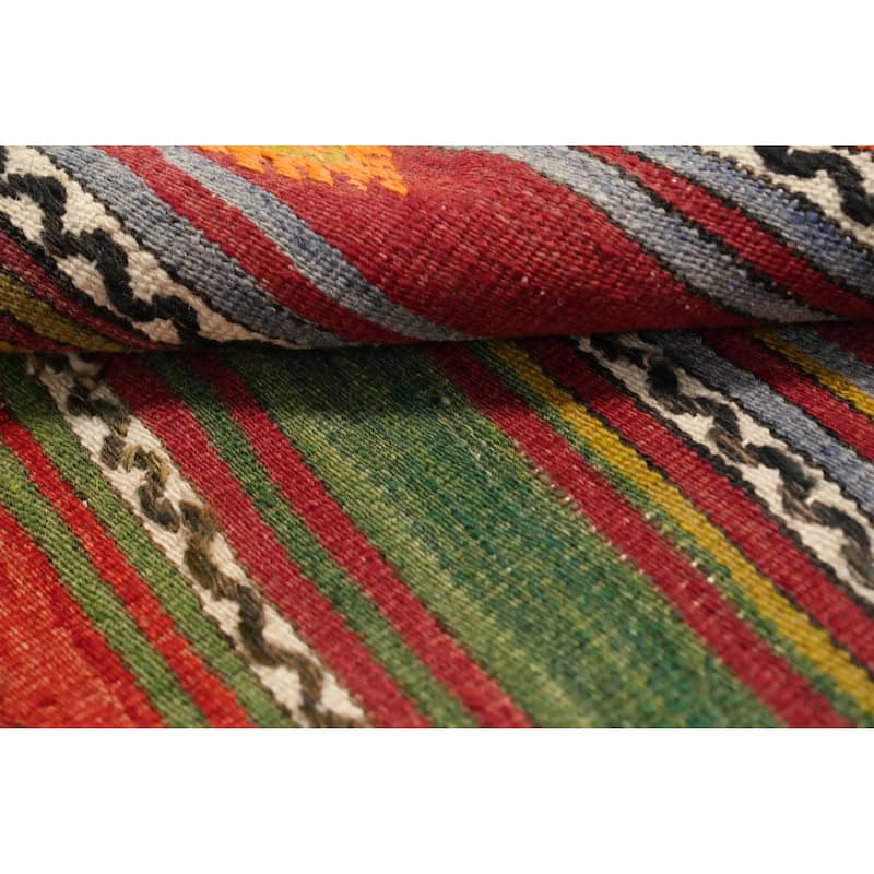 Hand Woven Oriental 100% Wool Carpet Southwestern Tribal Multi-Colored Kilim Area Rug - 7' 2'' X 4' 11''