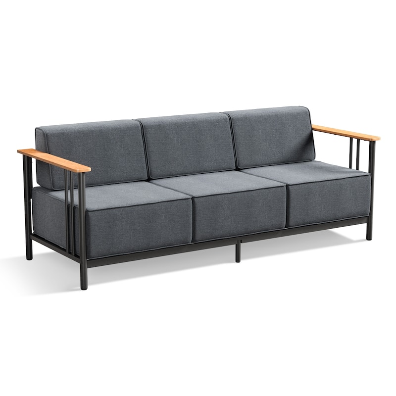 Puffin 3-Seat Outdoor Sofa with Metal Frame and 10-Inch Thick Cushions