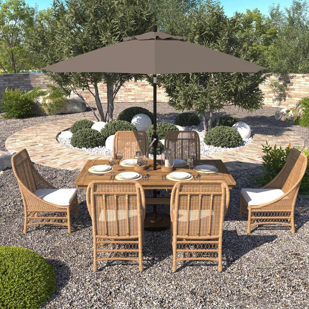 California Umbrella 9' Round Crank Lift Push Button Tilt Bronze Aluminum Patio Umbrella Sunbrella