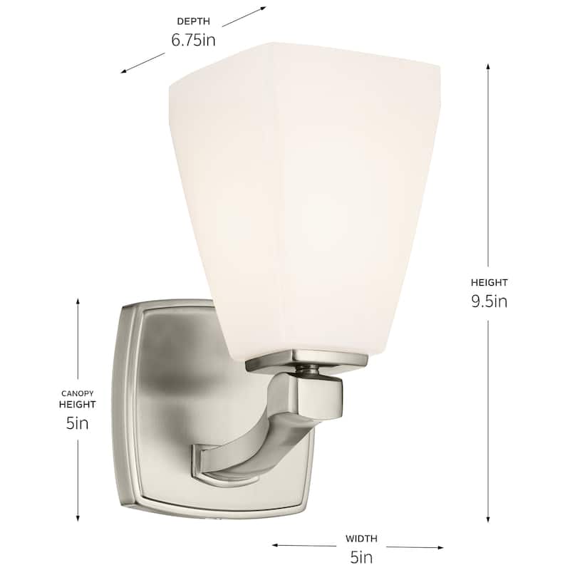 Kichler Lighting Marant 9.5" 1-Light Wall Sconce with Opal Glass in Brushed Nickel
