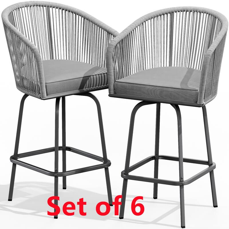 Moasis 4Pcs Patio Wicker Swivel Bar Chairs