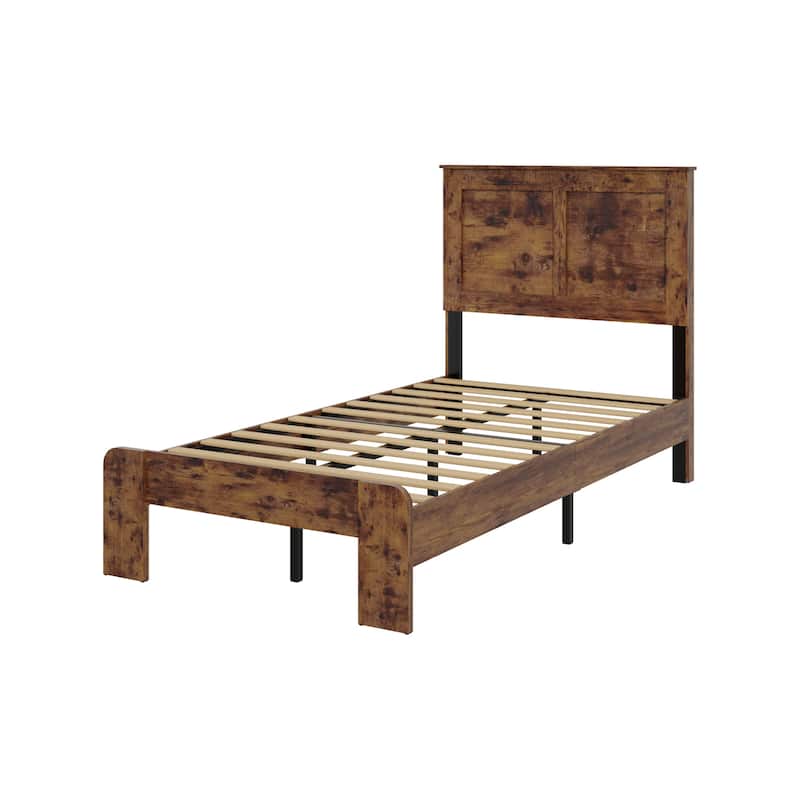 Wooden Bed Frame, Platform Bed with Large Under Bed Storage Space