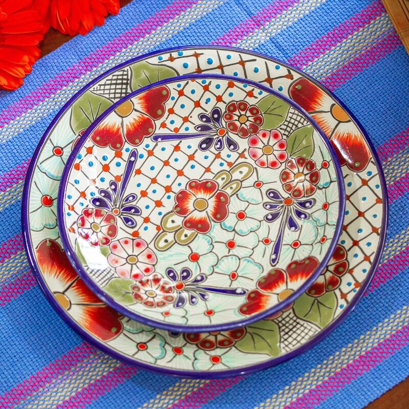Novica Handmade Colors Of Mexico Ceramic Salad Plates (Pair)
