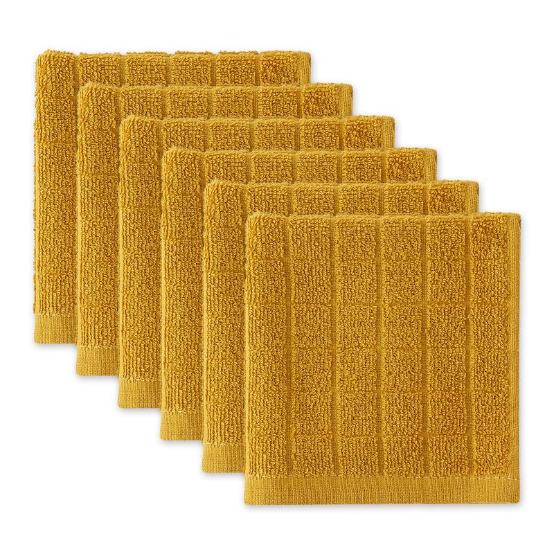 DII Solid Windowpane Terry Dishcloth Set of 6 - Lemongrass