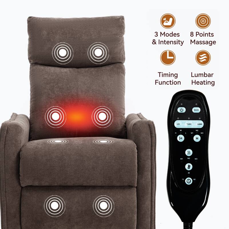 Roomfitters Swivel Rocker Recliner Chair, Manual Fabric Massage Armchair with Heat and 360-Degree Motion, Living Room