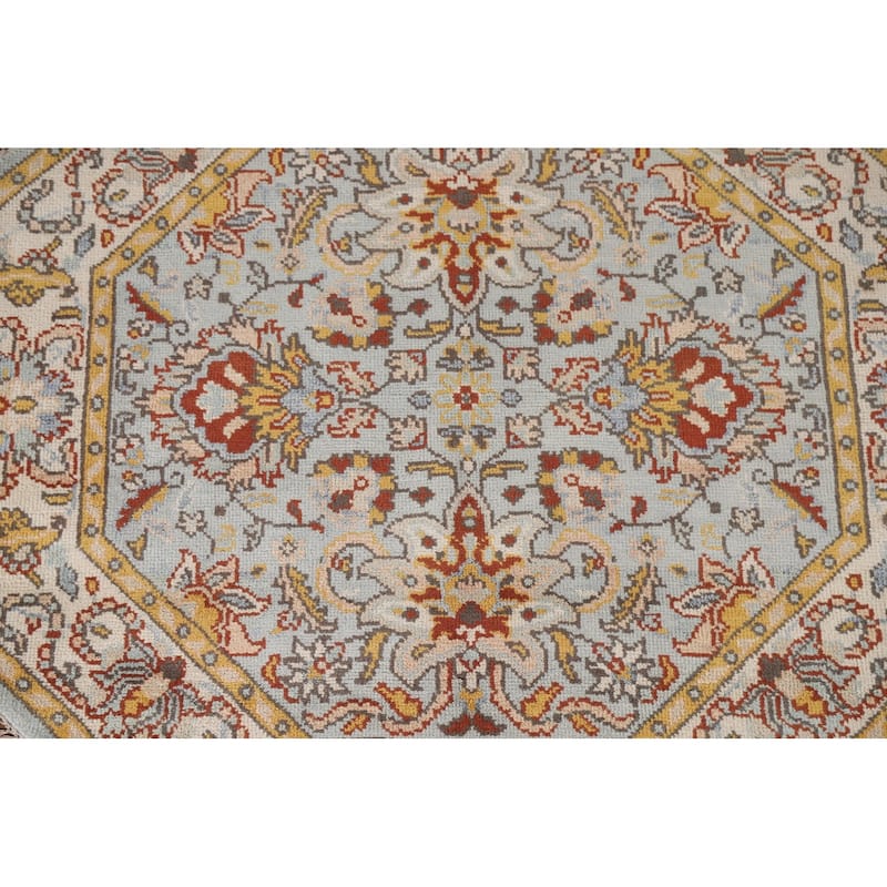 Light Blue Heriz Serapi Indian Octagon Rug Handmade Wool Carpet - 5'10"x 5'10"