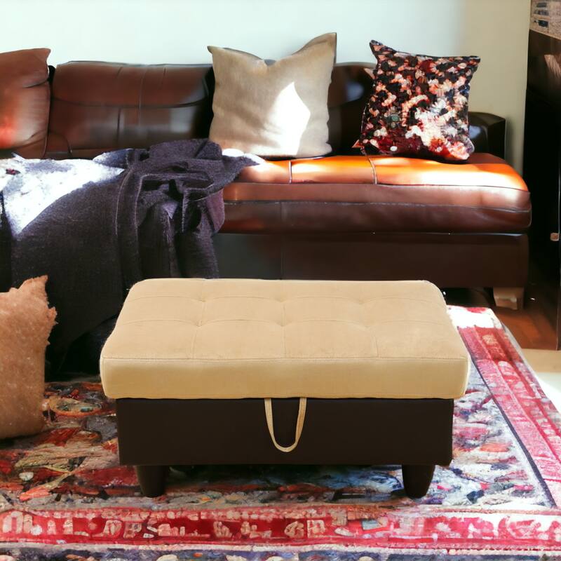 KISRAIS 34" Wide Upholstered Storage Ottoman