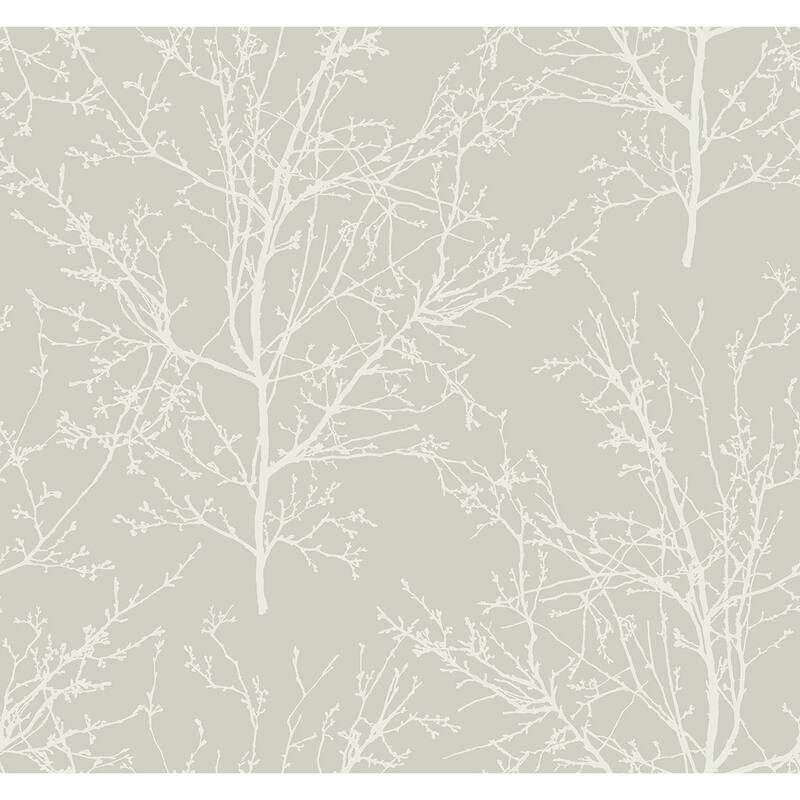 Seabrook Designs Piety Winter Branches Unpasted Wallpaper - 27 in. W x 27 ft. L - Smoke