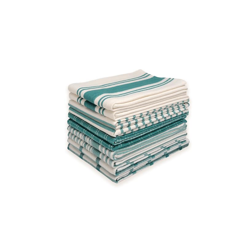 Dan River 10 Pack Cotton Flat Assorted Kitchen Towels - 18''X28'' - Teal