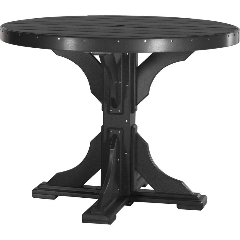 Poly Lumber Round Dining Table Set with Regular Chairs - Counter Height - Black