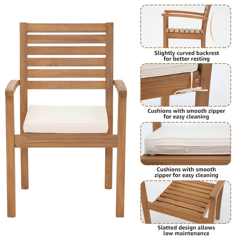 7 Pieces Outdoor ACACIA Wood Dining Set