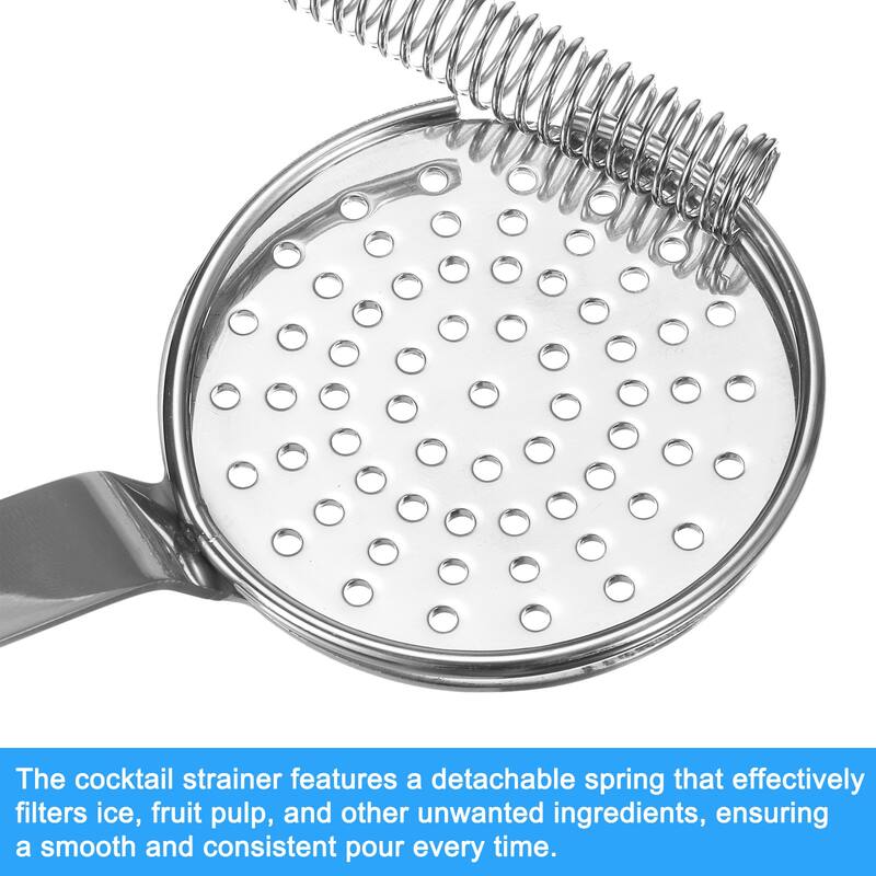 Cocktail Strainer, 1pcs Stainless Steel Bar Strainer for Drinks, 200mm - Silver