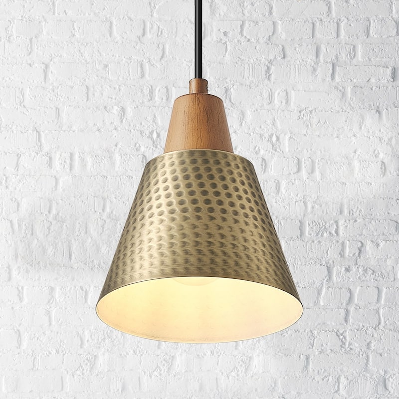 1-Light Gold Conical Polka Dot Shade Pendant Lighting - 5.9"D×4.7"W×75.2"H(Adjustable) - 5.9"D×4.7"W×75.2"H(Adjustable)