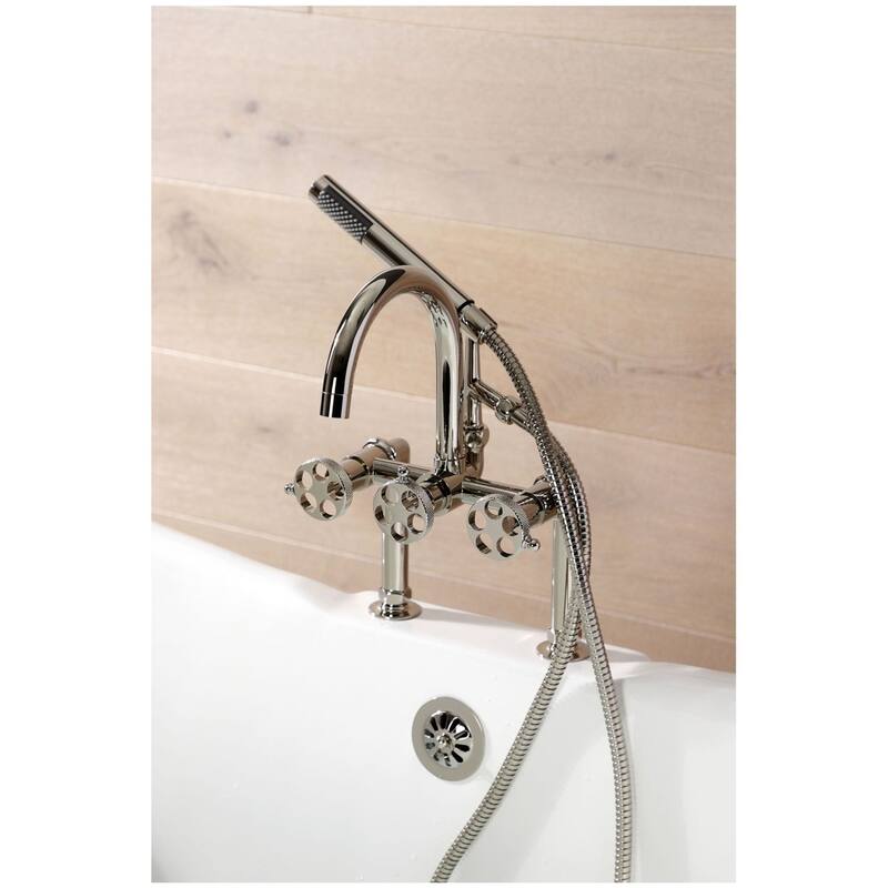 Kingston Brass AE810.RKX Webb Deck Mounted Tub Filler with Built-In