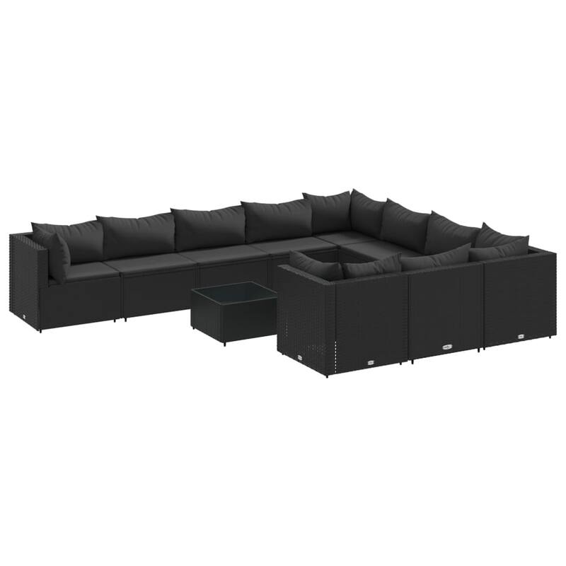 vidaXL Patio Sofa Set with Cushions Lounge Setting Outdoor Furniture Poly Rattan - 9.8 x 9.8 x 8.9