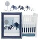 preview thumbnail 2 of 7, Lambs & Ivy Indigo Elephant Blue/White Safari 4-Piece Baby Crib Bedding Set