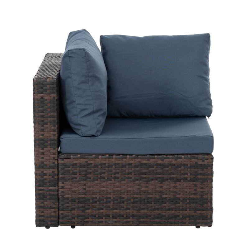 GDFStudio - Stylish 5-Piece Outdoor PE Wicker Patio Set with Tempered Glass Coffee Table, Seats 4