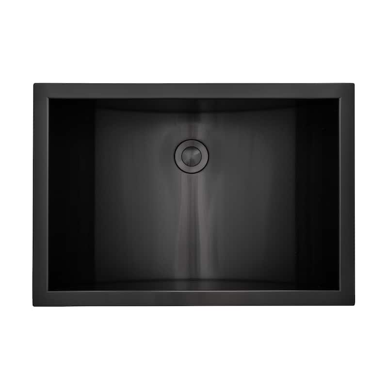 Ruvati 20 x 14 inch Semi-Recessed Drop-in Topmount Gunmetal Black Stainless Steel Rectangular Bathroom Sink - RVH6211BL