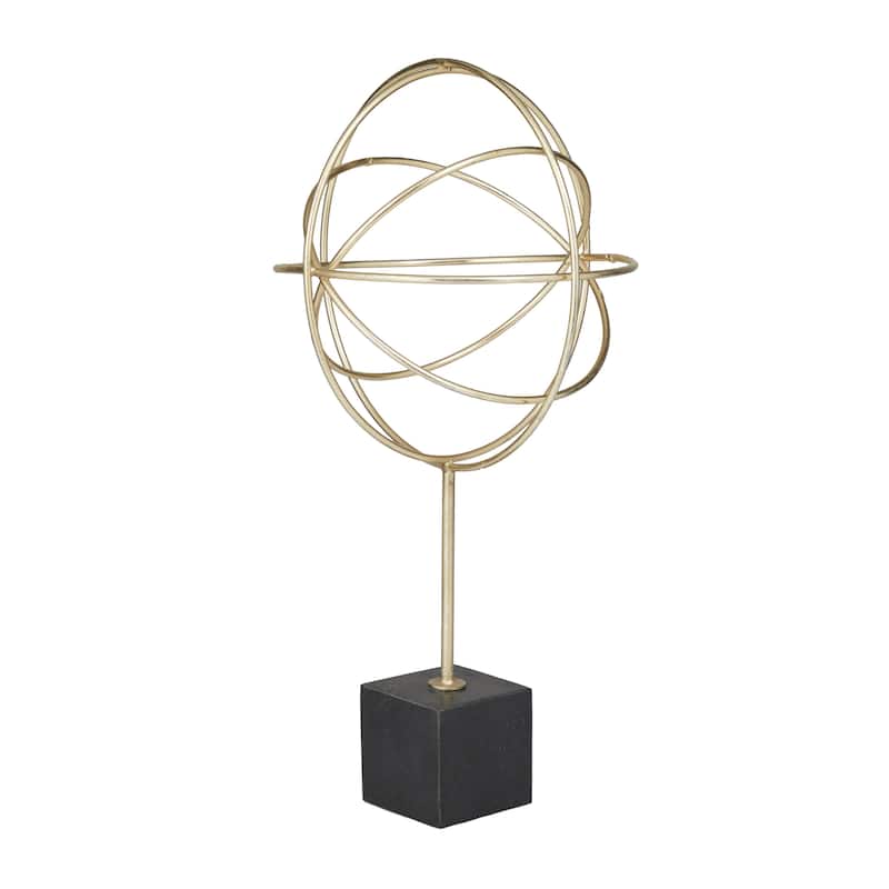 Marble Geometric Sculpture with Black Base - Gold - CosmoLiving by Cosmopolitan