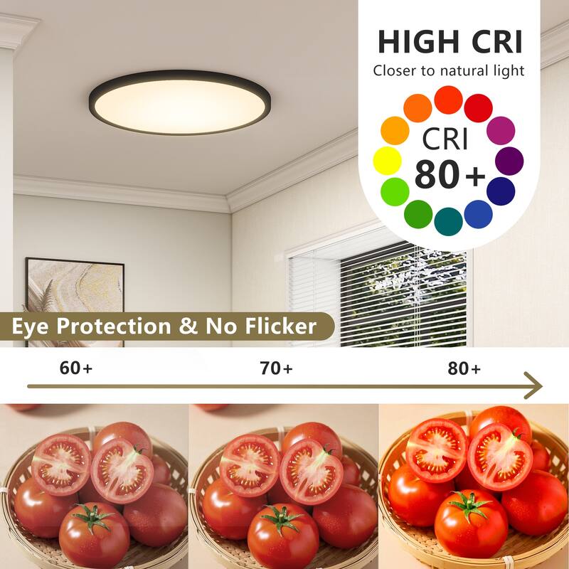 16inch Flush Mount Ceiling Light, 32W 3520LM 5CCT Selectable, Dimmable LED Ceiling Light Fixture