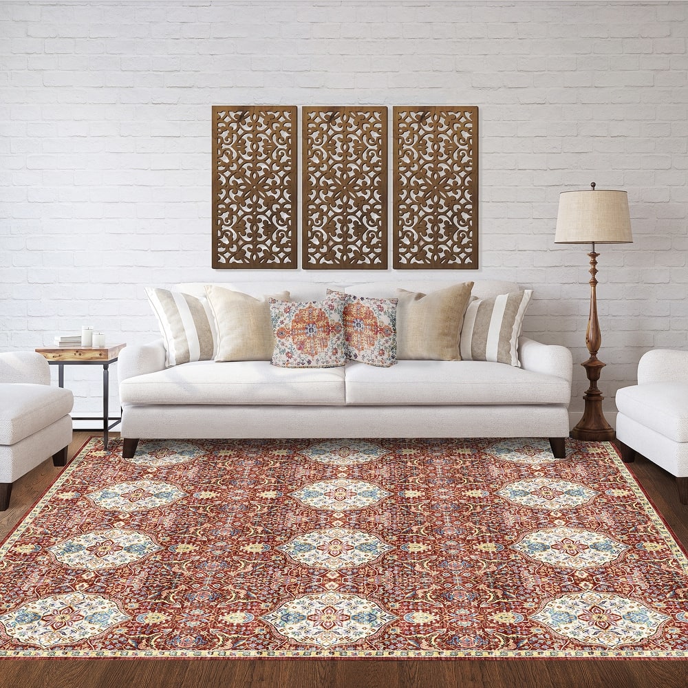 Gertmenian Crystal Print Soft Flat Pile Polyester Slip Resistant Washable Indoor Printed Area Rug Collection