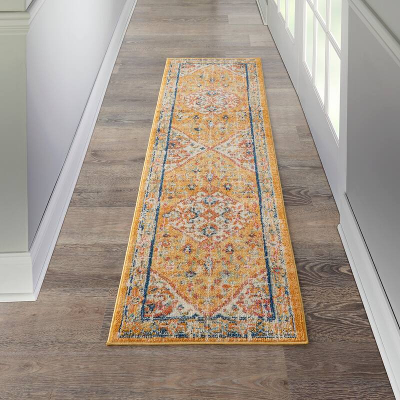 Copper Grove Alsleben Vintage Persian Floral Medallion Area Rug - 2' 2" x 7' 6" - Ivory/Yellow - Runner