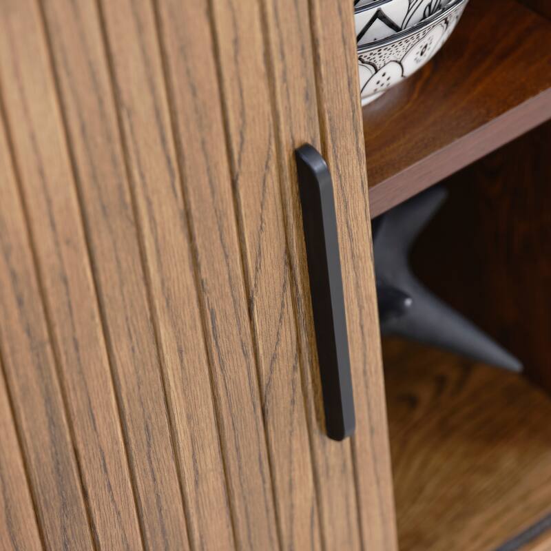 Rye Studio Nicola Mid-Century Modern Rounded Sliding Door Sideboard