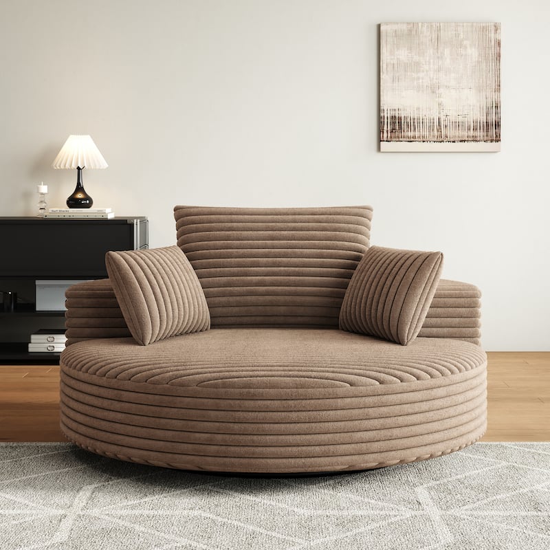 55''L Corduroy Chenille Foam Single Swivel Chair, Fluffy Modern Sleeper, 360 Degree Swivel Chair