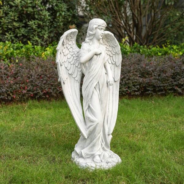 Modern Outdoor Magnesium Oxide Angel Sculpture for Garden - Bed Bath ...