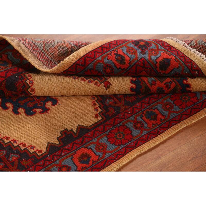 Hand Knotted Oriental 100% Wool Carpet Traditional Geometric Beige & Ivories Sarab Runner Rug - 9' 9'' X 3' 4''