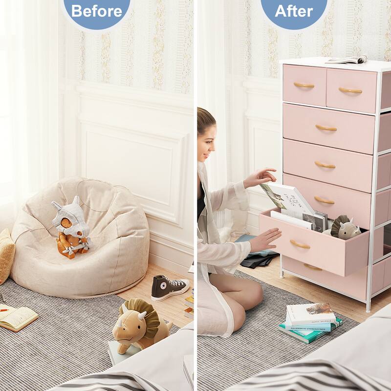 Vertical Storage Dresser 7-drawer Chest Closet Organizer Unit for Bedroom
